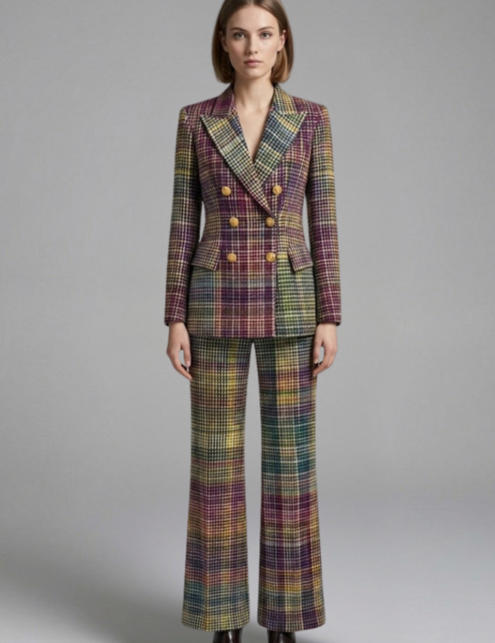 Imogen Clarke | Plaid Double-Breasted Suit Set For Women