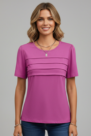 Grace Turner | Layered Front Round Neck T-Shirt For Women