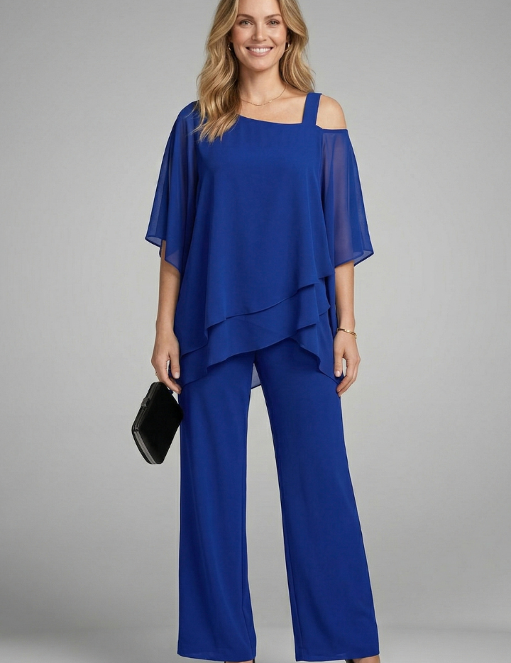 Sienna Parker | Asymmetrical Chiffon Two-Piece Set For Women