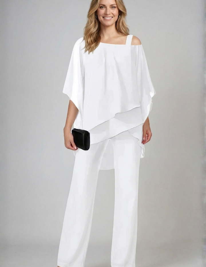 Sienna Parker | Asymmetrical Chiffon Two-Piece Set For Women