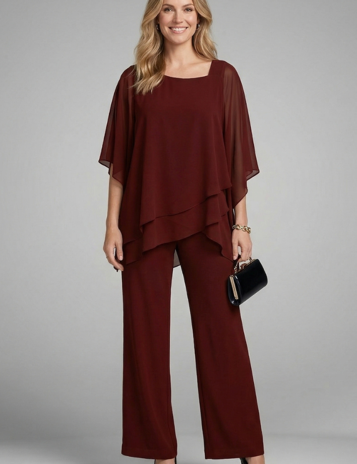 Sienna Parker | Asymmetrical Chiffon Two-Piece Set For Women