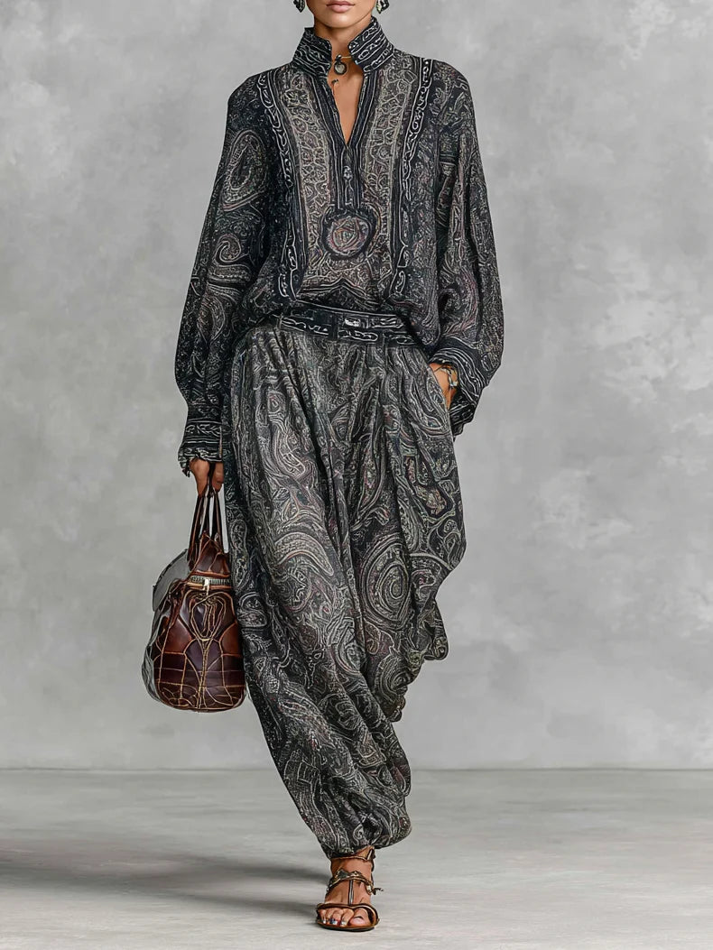 Bridget Harkness | Paisley Print Shirt & Trousers Set For Women