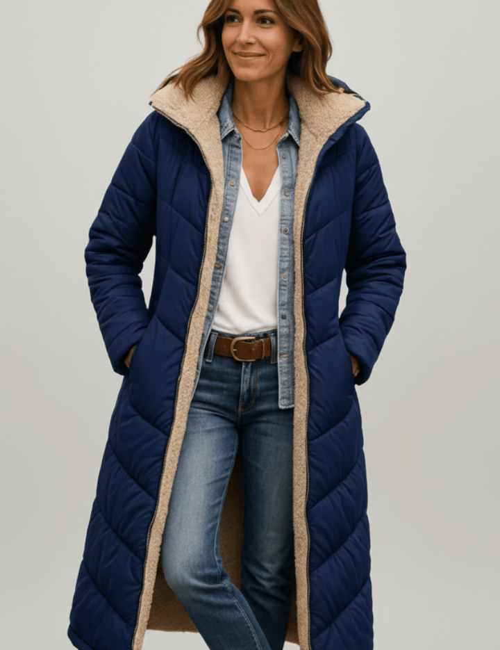 Amelia Laurent | Hooded Longline Puffer Coat For Women