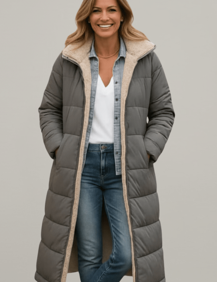 Amelia Laurent | Hooded Longline Puffer Coat For Women