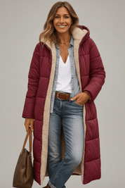 Amelia Laurent | Hooded Longline Puffer Coat For Women