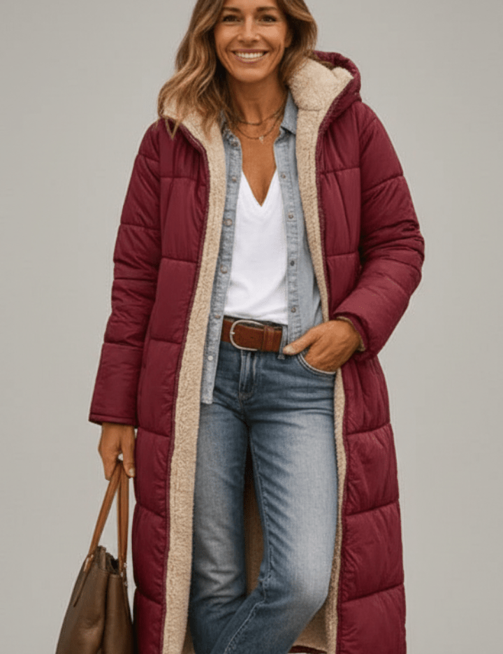 Amelia Laurent | Hooded Longline Puffer Coat For Women