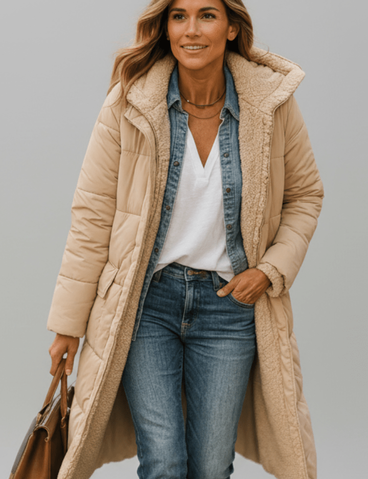 Amelia Laurent | Hooded Longline Puffer Coat For Women
