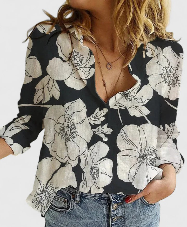 Amelia Laurent | Relaxed Button Blouse For Women