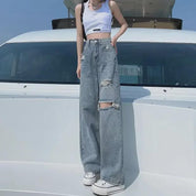 Sienna Laurent | Vintage Wide Leg Ripped Jeans For Women