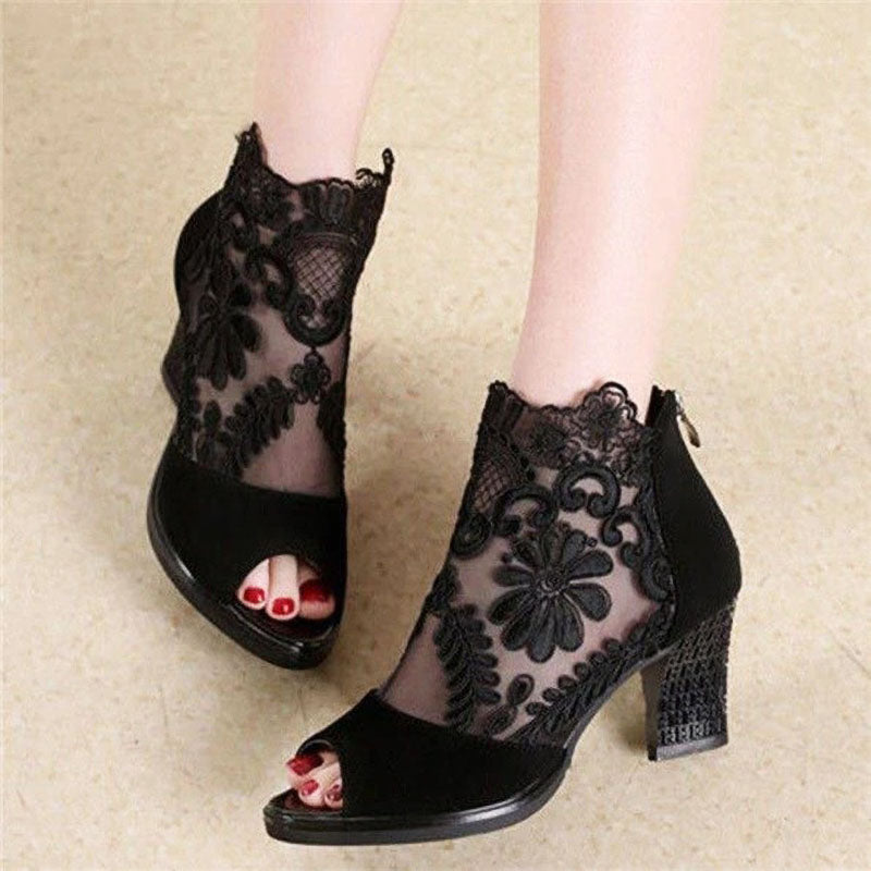 Serena Bellucci | Peep-Toe Floral Heels For Women