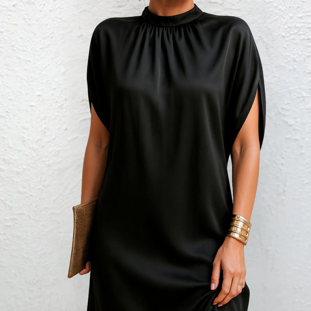 Womens-Black-Mini-Dress-High-Neck-Cap-Sleeves-2.png