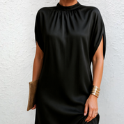 Charlotte Bennett | High-Neck Satin Mini Dress For Women