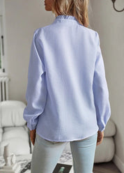Amélie Rousseau | Soft Ruffle Detail Blouse with Elegant Textured Finish For Women