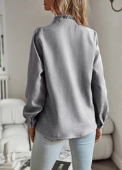 Amélie Rousseau | Soft Ruffle Detail Blouse with Elegant Textured Finish For Women