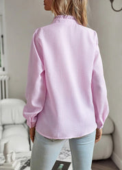 Amélie Rousseau | Soft Ruffle Detail Blouse with Elegant Textured Finish For Women