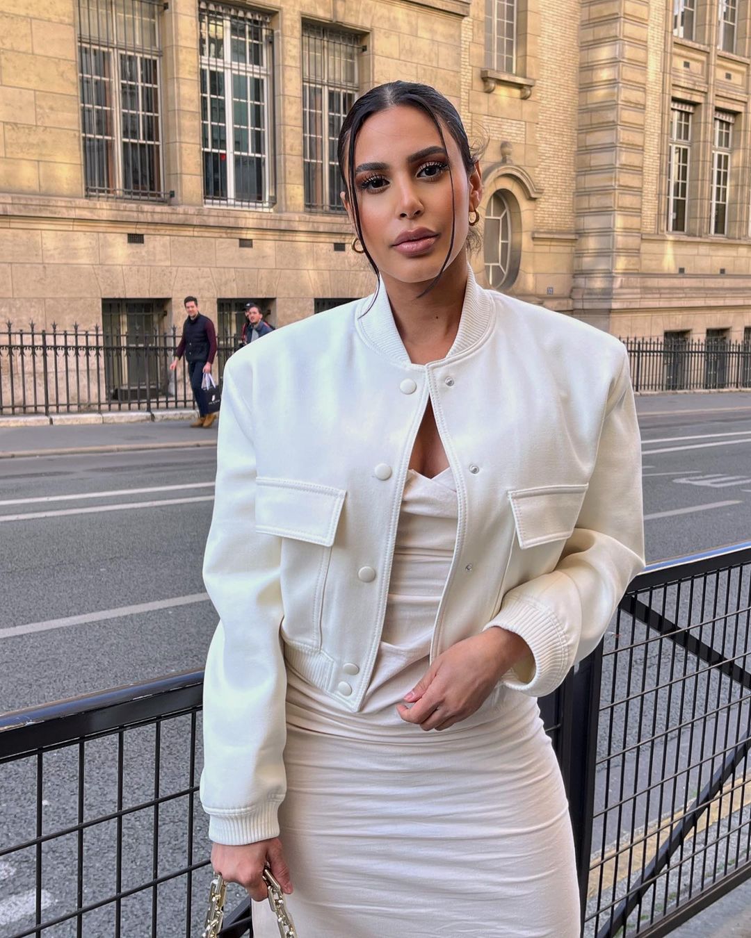 Alessia Romano | Cropped Snap-Button Structured Bomber Jacket For Women