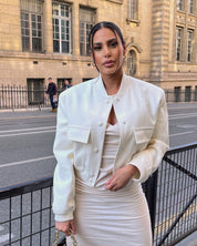 Alessia Romano | Cropped Snap-Button Structured Bomber Jacket For Women