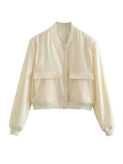 Alessia Romano | Cropped Snap-Button Structured Bomber Jacket For Women