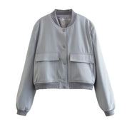 Alessia Romano | Cropped Snap-Button Structured Bomber Jacket For Women