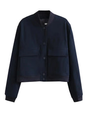 Alessia Romano | Cropped Snap-Button Structured Bomber Jacket For Women