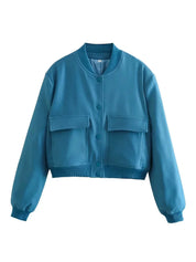 Alessia Romano | Cropped Snap-Button Structured Bomber Jacket For Women