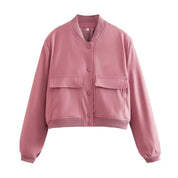 Alessia Romano | Cropped Snap-Button Structured Bomber Jacket For Women