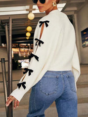 Sophie Delacroix | Chic Knit Bow Sleeve Cardigan For Women