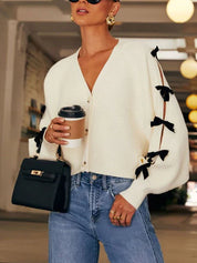 Sophie Delacroix | Chic Knit Bow Sleeve Cardigan For Women