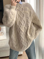 Women's Oversized Cable Knit Sweater — Warm Autumn Jumper