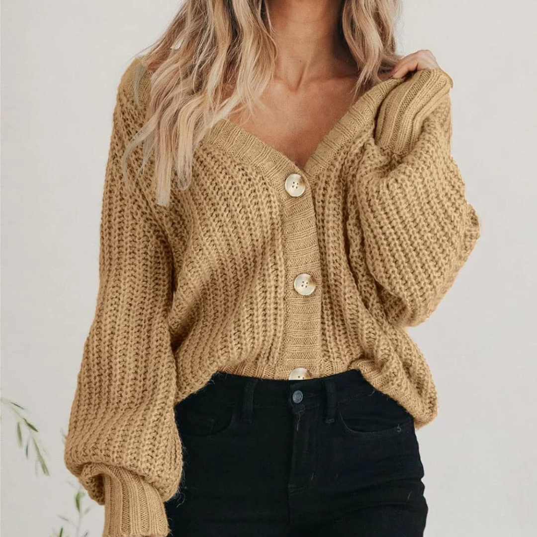 Isabella Moreau | Chunky Knit Button Cardigan For Women