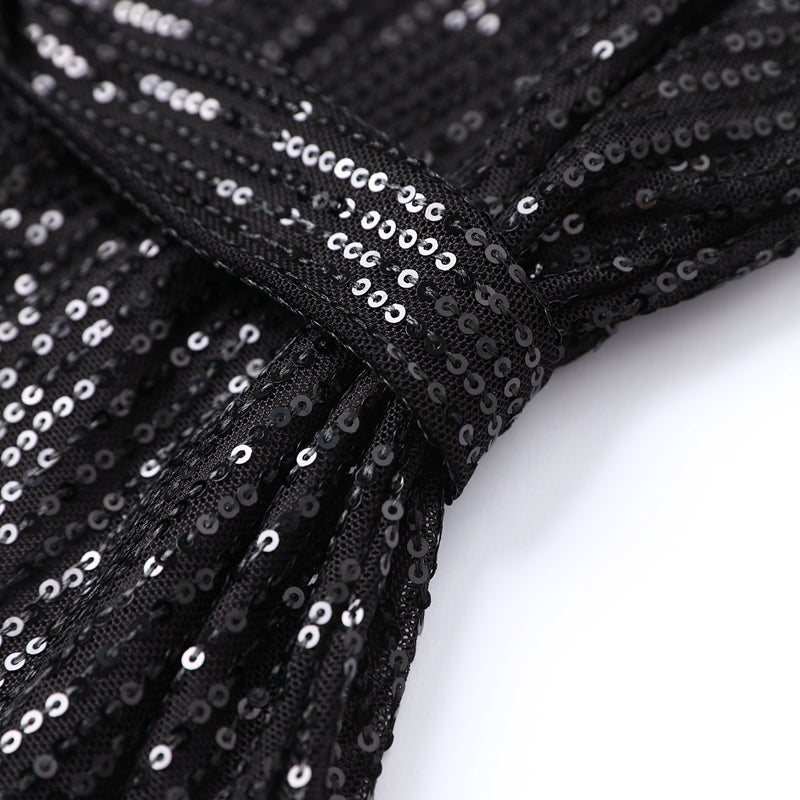 Chloé Bernard | Sparkling Sequin Mini Dress with Waist Tie Detail For Women
