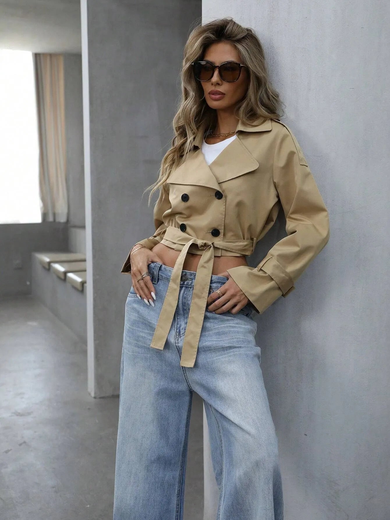 Women's Cropped Trench Coat Jacket — Autumn Style Australia