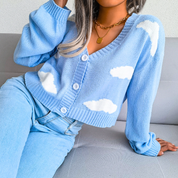 Luca Bellini | Cropped Cloud Knit Cardigan For Women