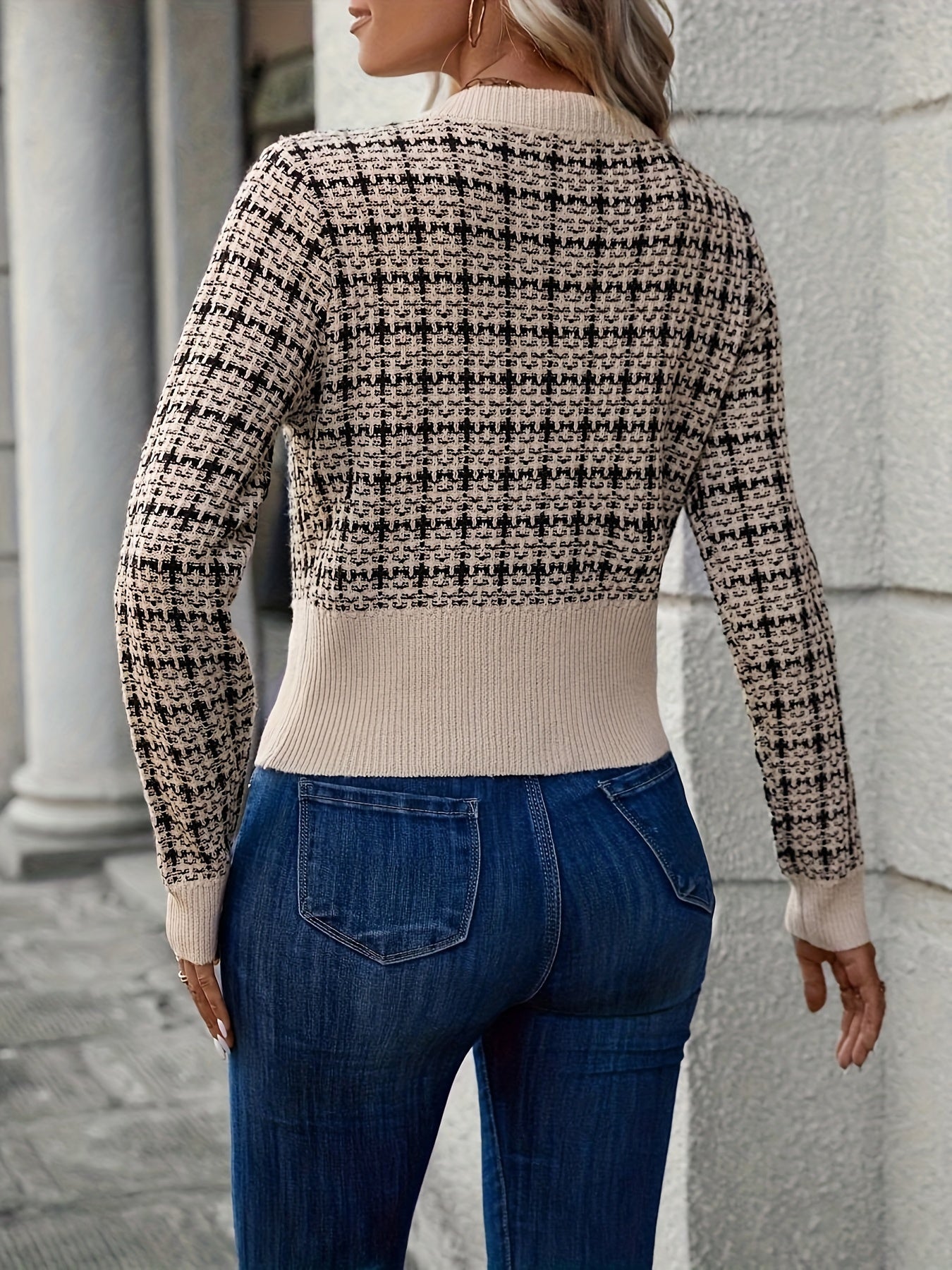 Elodie Laurent | Cropped Tweed Knit Cardigan For Women