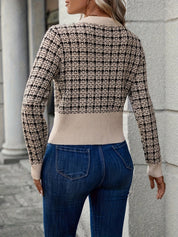 Elodie Laurent | Cropped Tweed Knit Cardigan For Women