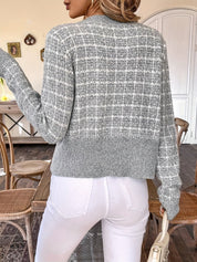 Elodie Laurent | Cropped Tweed Knit Cardigan For Women