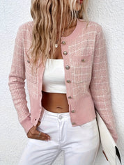Elodie Laurent | Cropped Tweed Knit Cardigan For Women