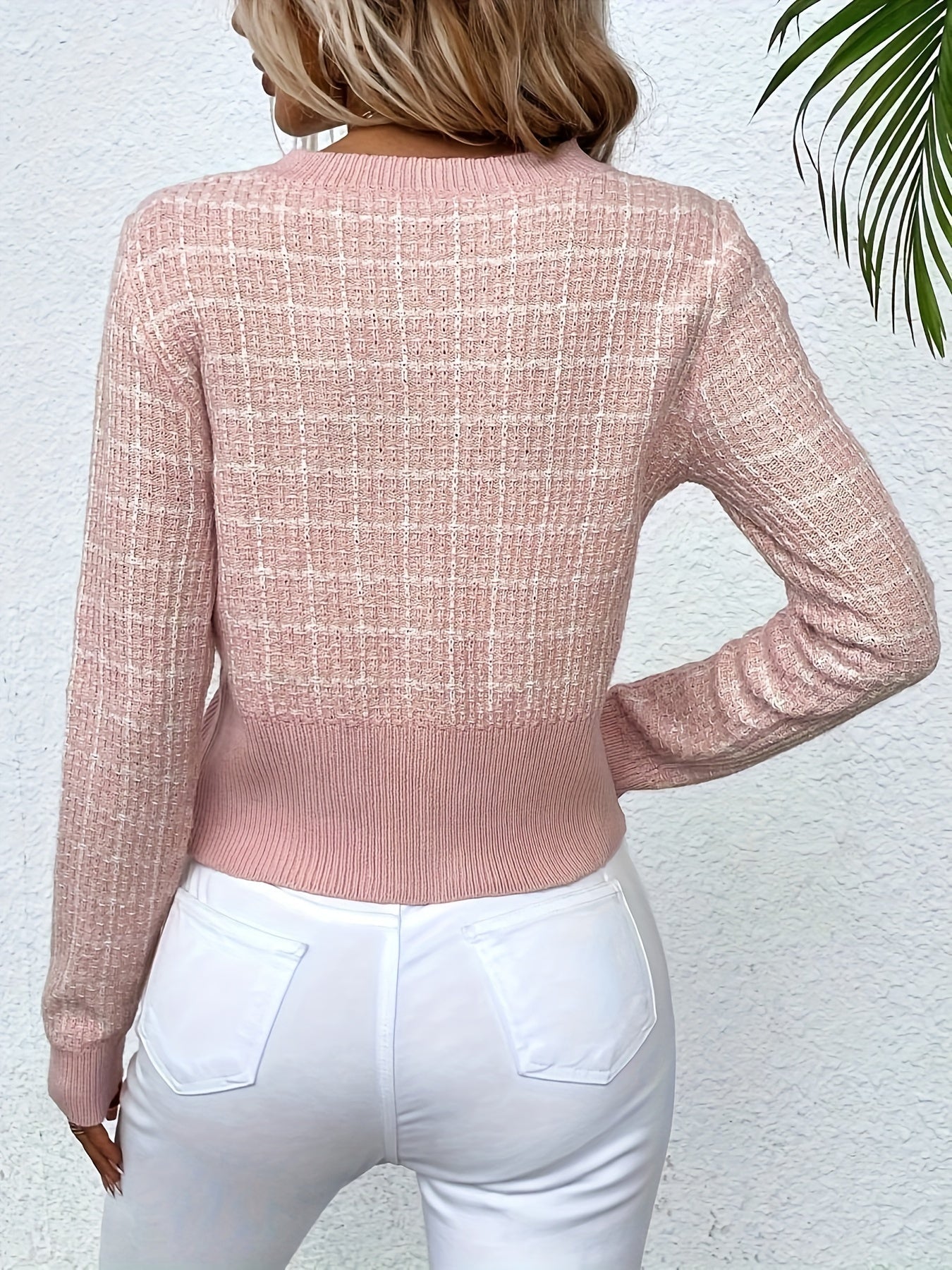 Elodie Laurent | Cropped Tweed Knit Cardigan For Women