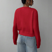 Elena Moretti | Minimalist Cropped Knit Cardigan For Women