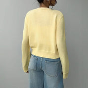 Elena Moretti | Minimalist Cropped Knit Cardigan For Women