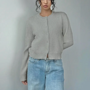 Elena Moretti | Minimalist Cropped Knit Cardigan For Women