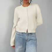 Elena Moretti | Minimalist Cropped Knit Cardigan For Women