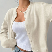 Elena Moretti | Minimalist Cropped Knit Cardigan For Women