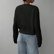 Elena Moretti | Minimalist Cropped Knit Cardigan For Women