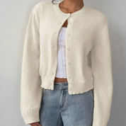 Elena Moretti | Minimalist Cropped Knit Cardigan For Women