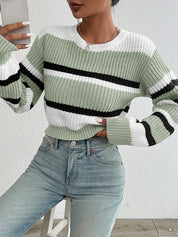 Luca Moretti | Striped Knit Cropped Sweater For Women