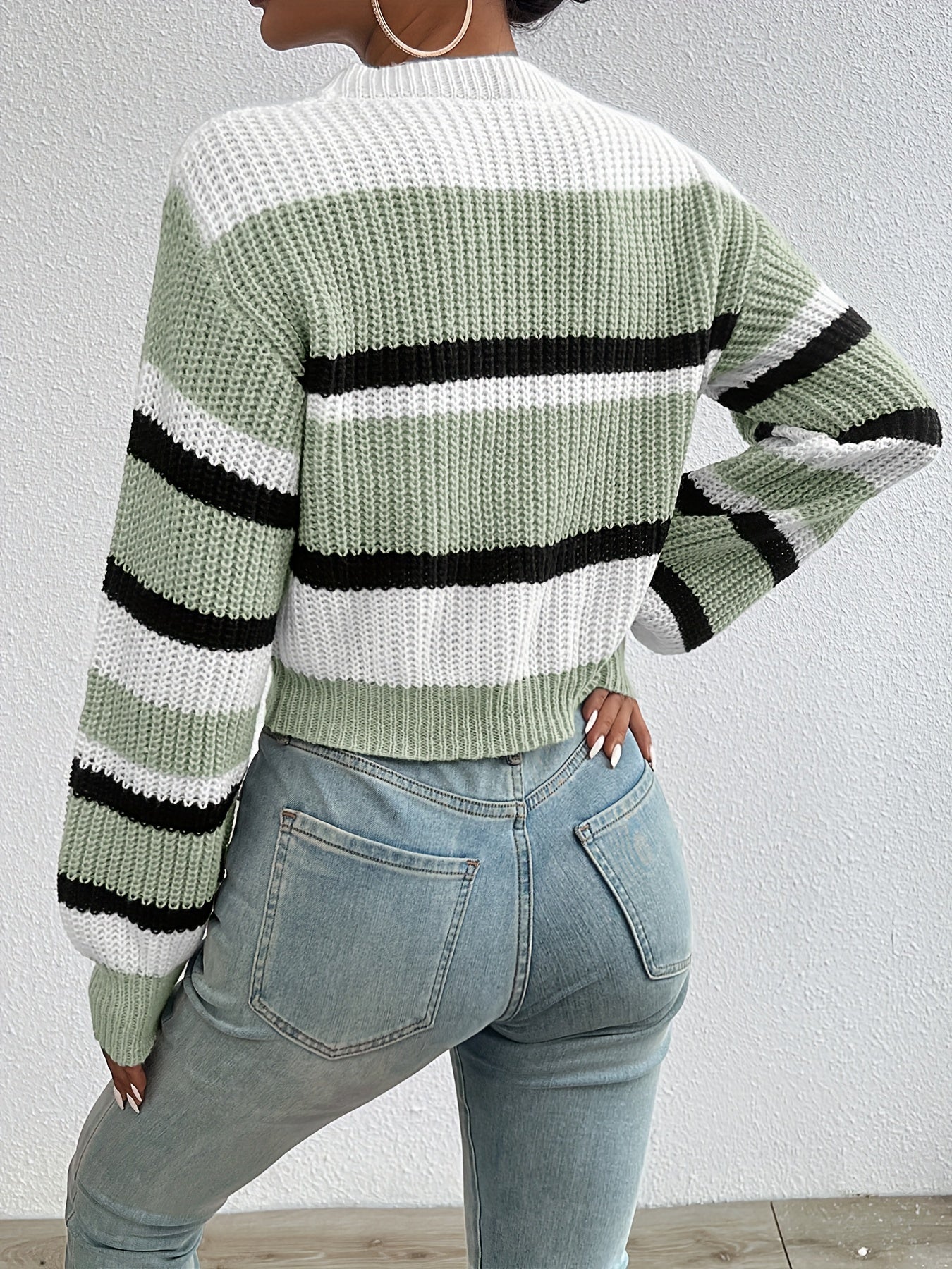 Luca Moretti | Striped Knit Cropped Sweater For Women