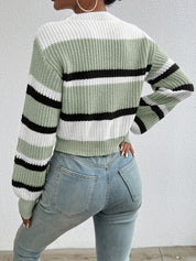 Luca Moretti | Striped Knit Cropped Sweater For Women