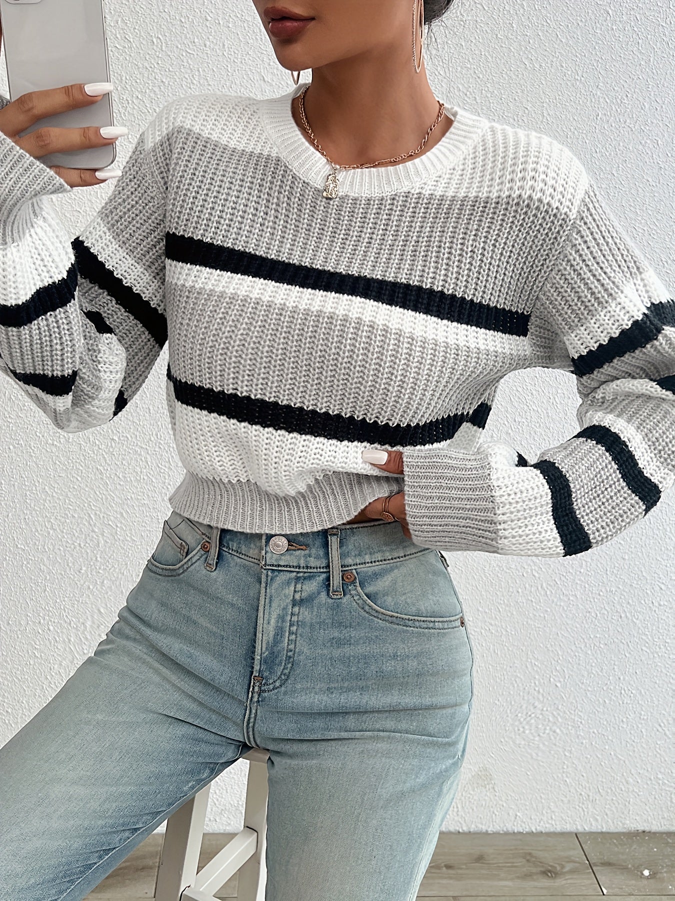 Sophie Laurent | Striped Cropped Jumper For Women