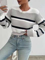 Luca Moretti | Striped Knit Cropped Sweater For Women